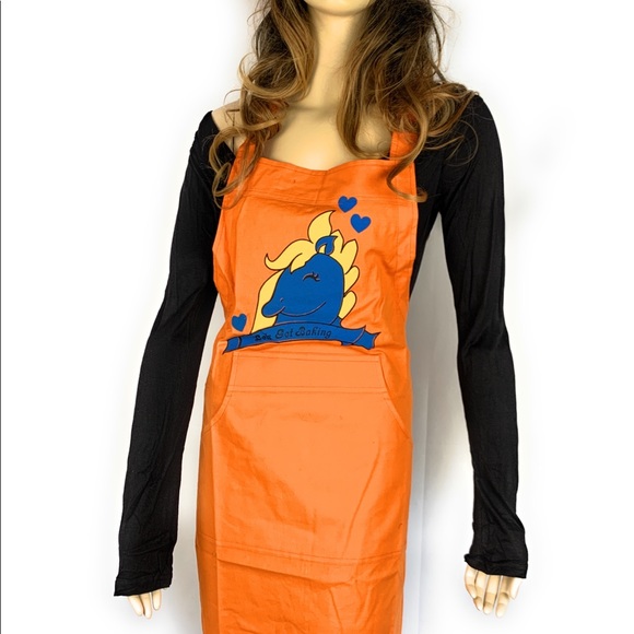 Orange bib apron and chef cap set - Picture 6 of 8